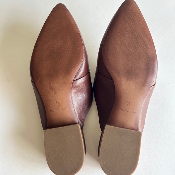 Cole Haan Brown Leather Weaving Point Toe Mules size 5.5 - Picture 13 of 16